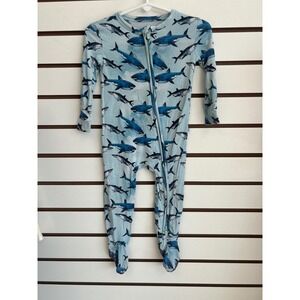 Posh Peanut Baby Footie Pajamas Blue Shark Print bamboo Sleepwear 12-18 Mo Play
